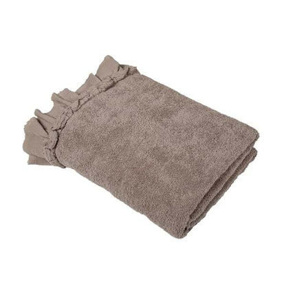 Telo bagno tortora con gala in voile 110x150cm | Blanc Mariclò