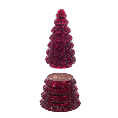 Candela a forma di albero di Natale rosso in vetro 12x26cm| Blanc Mariclò