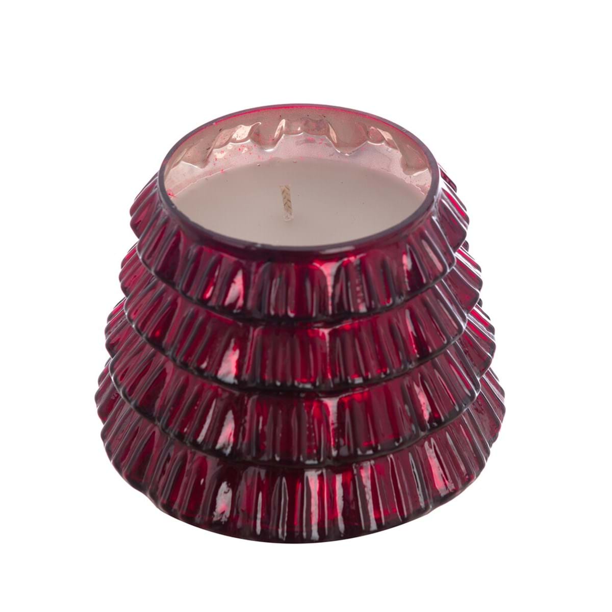 Candela a forma di albero di Natale rosso in vetro 12x26cm| Blanc Mariclò