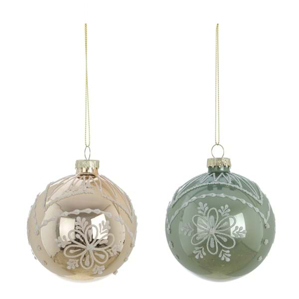 Sfera decorativa natalizia verde-dorata 8cm| Blanc Mariclò