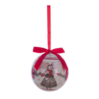 Scatola natalizia ottagonale con 5 Sfere topolini rosse| Blanc Mariclò