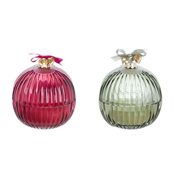 Candela profumata natalizia a forma di sfera in vetro