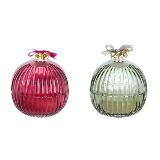 Candela profumata natalizia a forma di sfera in vetro