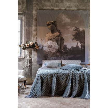 Cuscino arredo in velluto grigio con frange 45x45cm| Blanc Mariclò