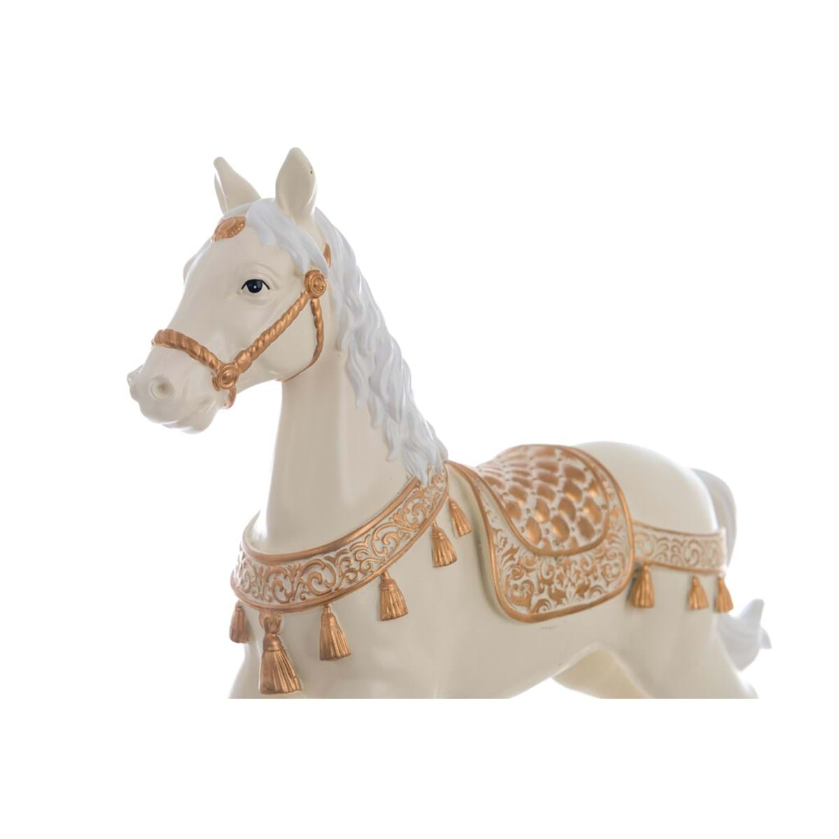 Decoro cavallo a dondolo bianco e oro