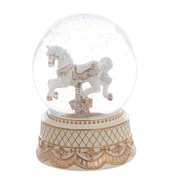 Sfera di neve con Cavallo bianca e dorata 12x17cm| Blanc Mariclò