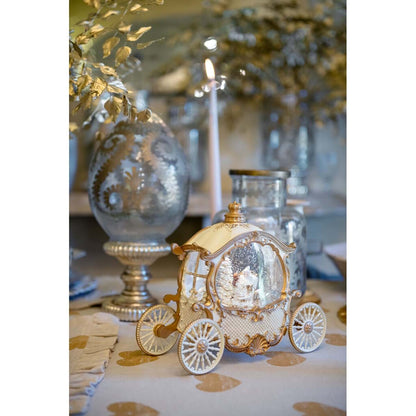 Carrozza natalizia bianca e dorata con Babbo Natale 26cm| Blanc Mariclò