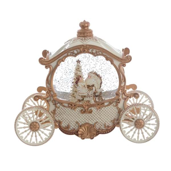 Carrozza natalizia bianca e dorata con Babbo Natale 26cm| Blanc Mariclò