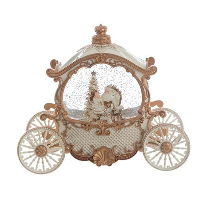 Carrozza natalizia bianca e dorata con Babbo Natale 26cm| Blanc Mariclò