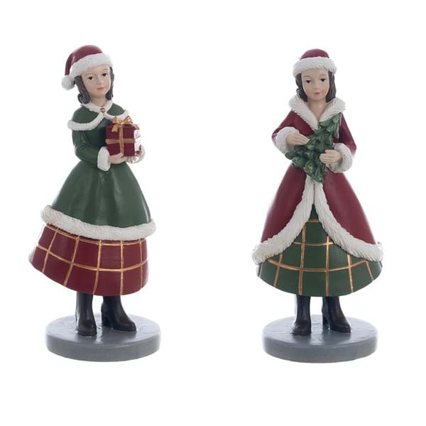 Bambina natalizia statuina rossa e verde