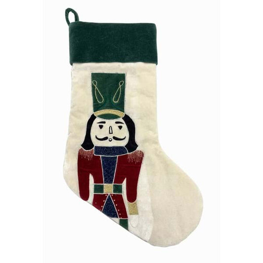 Calza Natalizia bianca e verde con Schiaccianoci 35x53cm | Blanc Mariclò