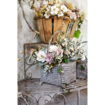 Decoro floreale bianco e ruggine h.38cm | Blanc Mariclò