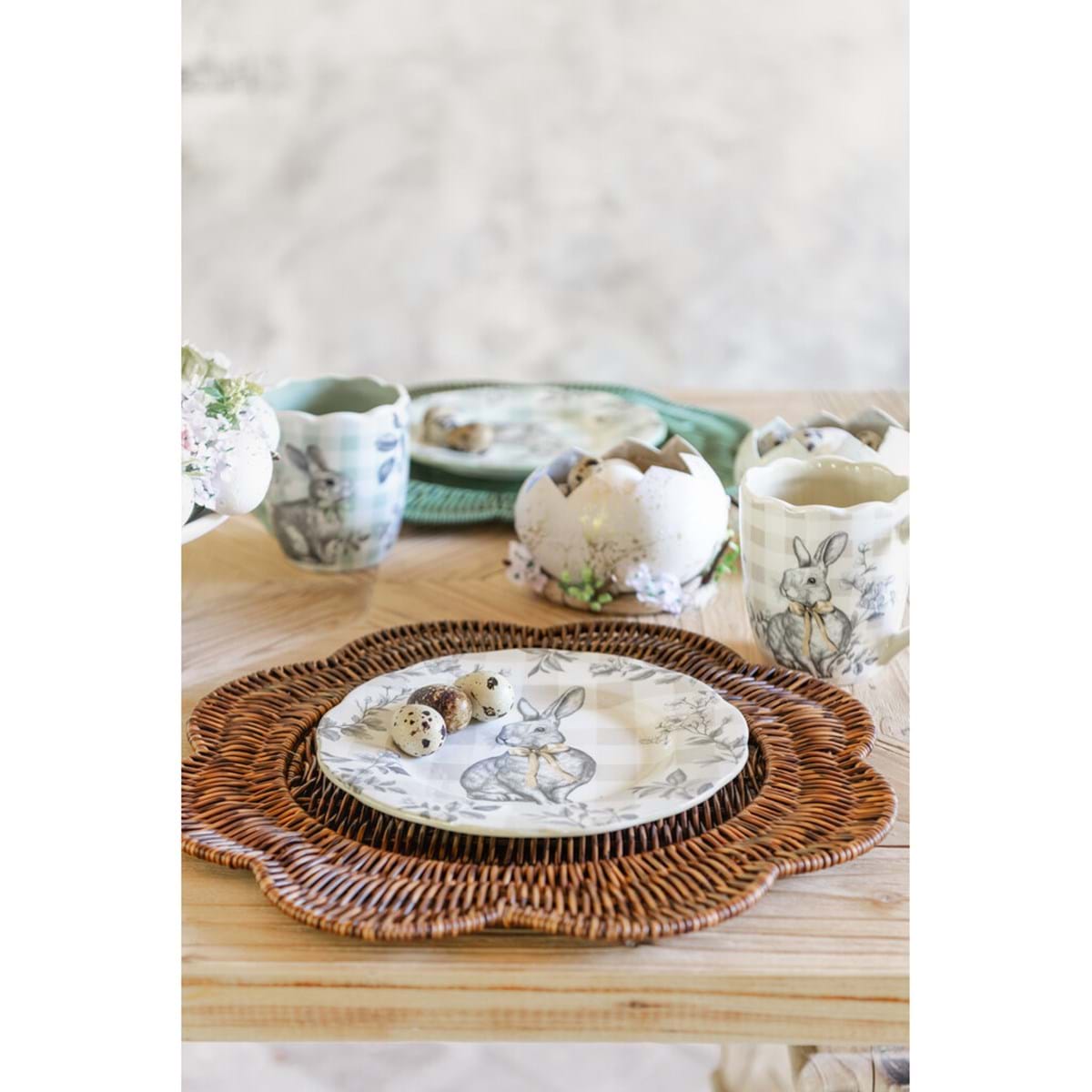 Piatto desset con decoro conigli | Blanc Mariclò