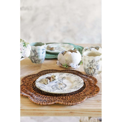 Piatto desset con decoro conigli | Blanc Mariclò