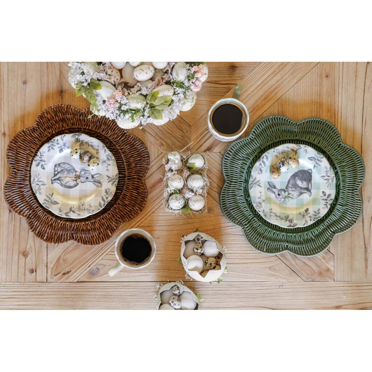 Piatto desset con decoro conigli | Blanc Mariclò