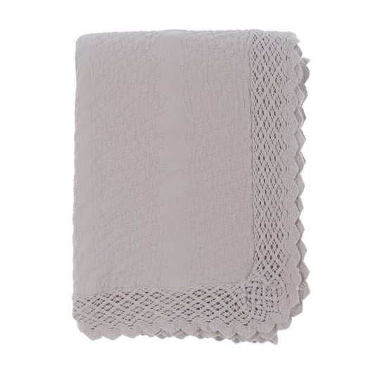 Copriletto matrimoniale con pizzo beige 260x250cm| Blanc Mariclò