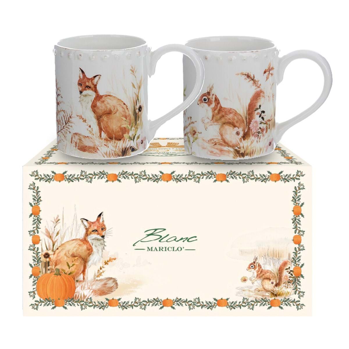Set due Tazze con decoro volpe | Blanc Mariclò