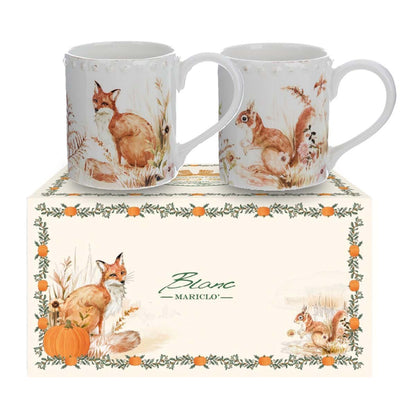 Set due Tazze con decoro volpe | Blanc Mariclò
