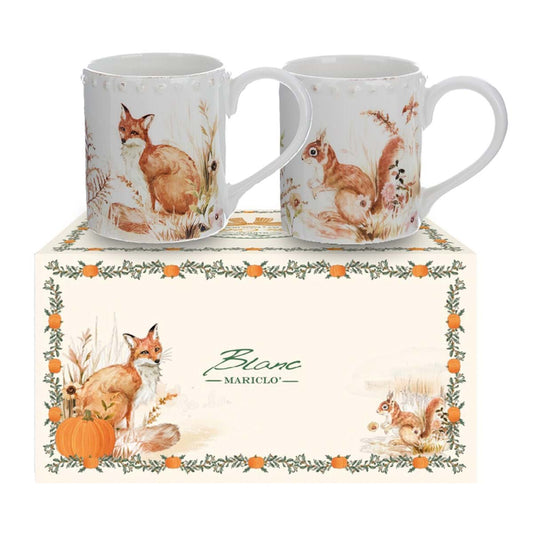 Set due Tazze con decoro volpe | Blanc Mariclò