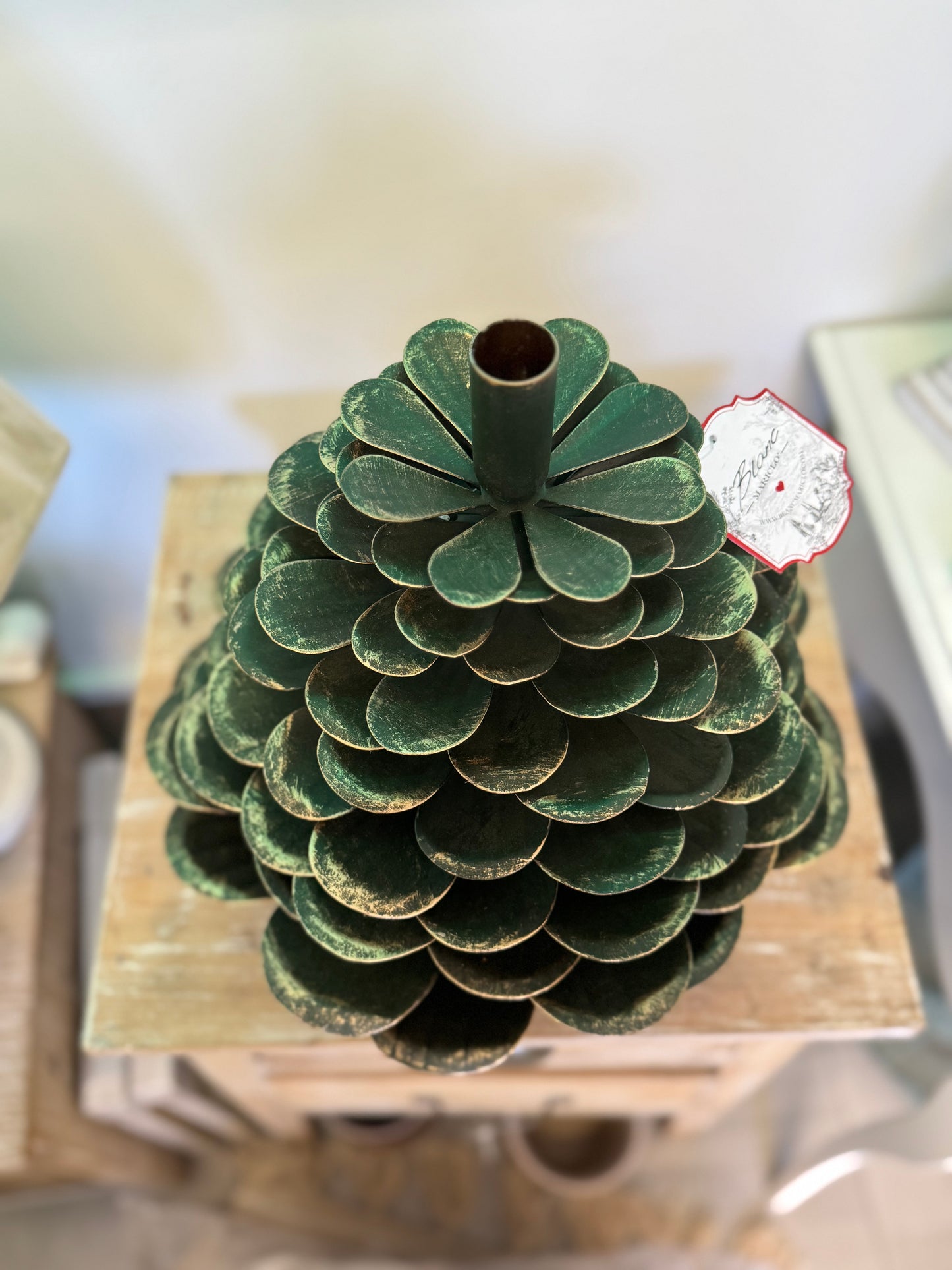 Pigna portacandela verde-rossa