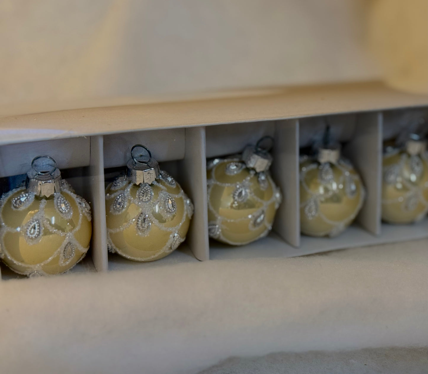 Box 6 sfere beige con strass d.40mm| Carta I Bassanesi