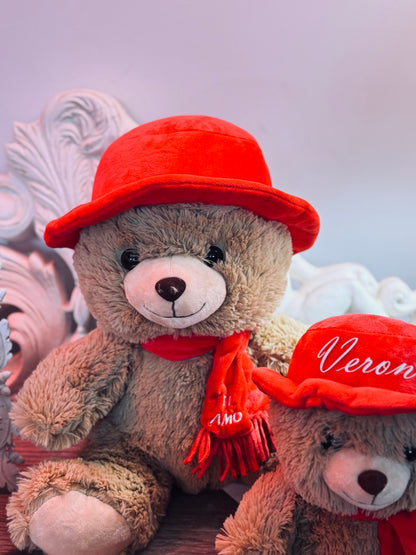 Peluche con sciarpa e cappello 25cm