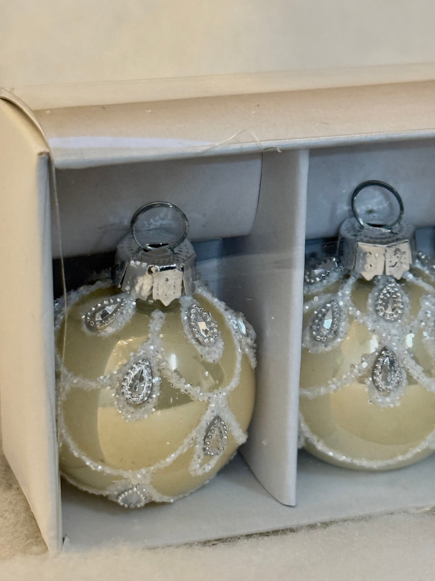 Box 6 sfere beige con strass d.40mm| Carta I Bassanesi
