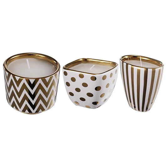 Candele con vasetto bianco e oro| Plathea