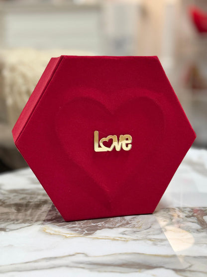 Scatola esagonale rossa LOVE | Scintilla Home