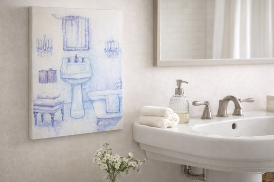 Quadro Toilette azzurro e viola|L'Arte di Nacchi