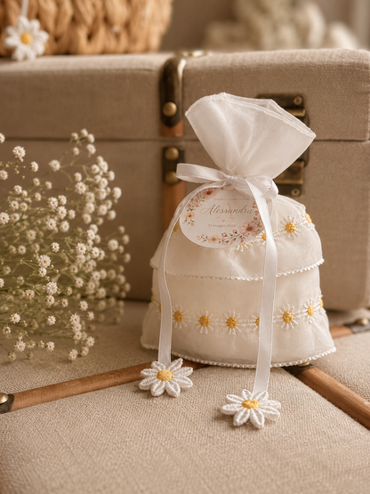 Sacchetto per confetti con margherite
