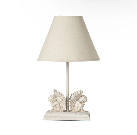 Lampada beige con angioletti in ceramica| L'Arte di Nacchi