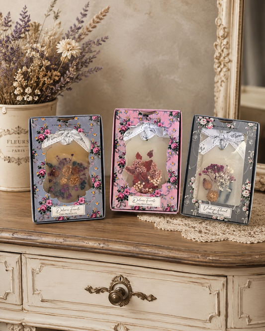 Cera profumata con fantasia floreale rosa 14x10cm| Blanc Mariclò