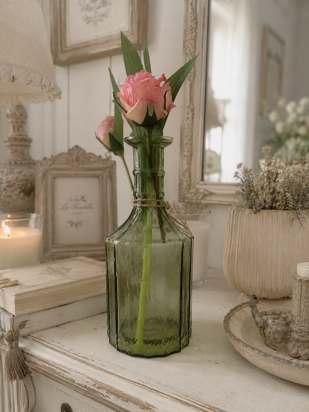 Vaso in vetro verde 9x9x21h| Blanc Mariclò