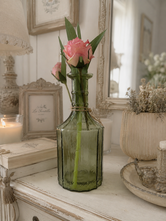 Vaso in vetro verde 9x9x21h| Blanc Mariclò