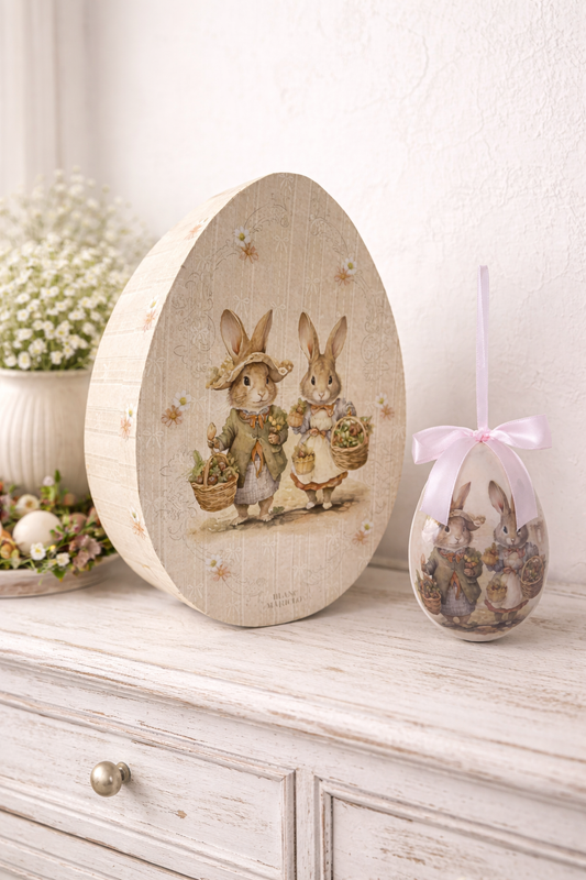 Scatola con 8 uova di Pasqua decorative| Blanc Mariclo