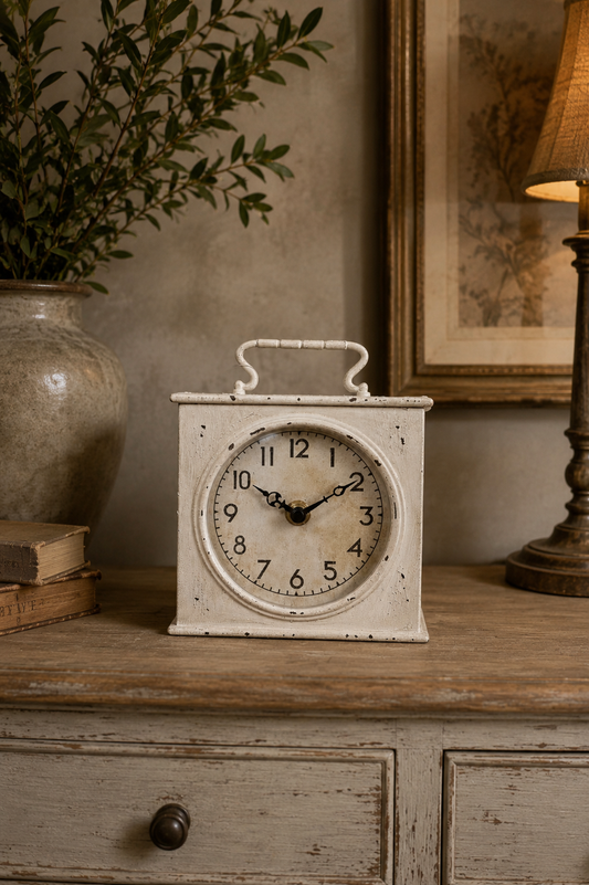 Orologio da tavolo bianco quadrato 13hx13| L'Arte di Nacchi