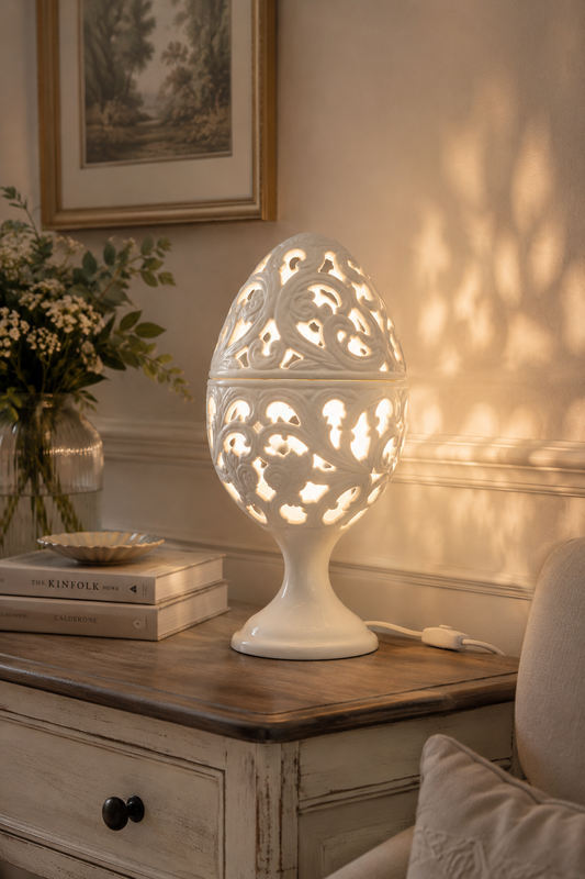 Lampada da tavolo traforata a uovo| L'Arte di Nacchi