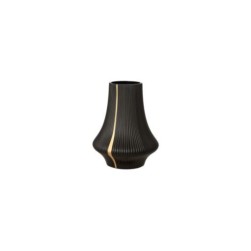 Vaso nero rigato con linea oro|L'Arte di Nacchi