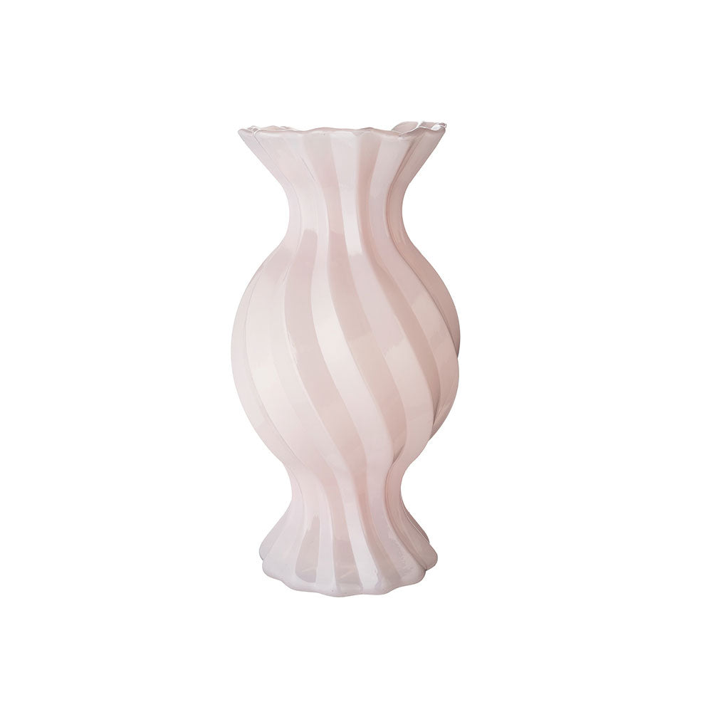 Vaso rosa in vetro a spirale