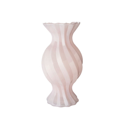 Vaso rosa in vetro a spirale