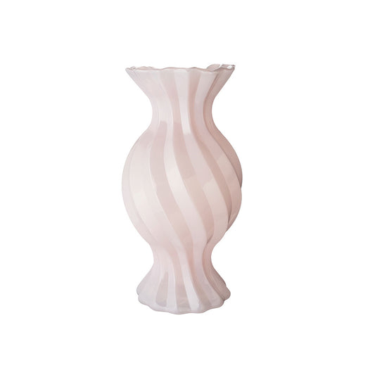 Vaso rosa in vetro a spirale