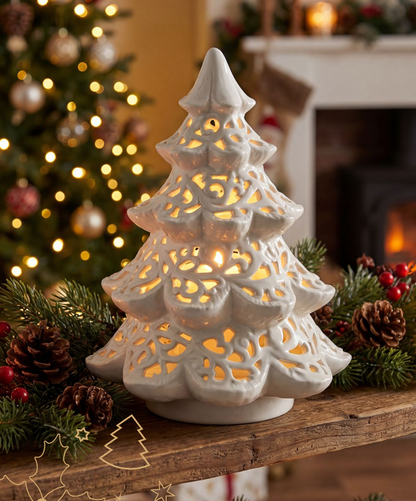 Albero  tealight in ceramica bianca shabby | Arte di Nacchi