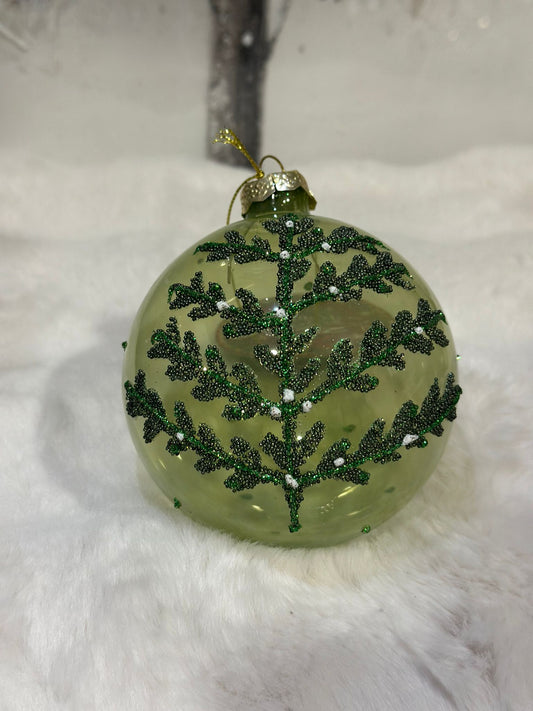 Sfera decorativa verde con perline 10cm| Blanc Mariclò