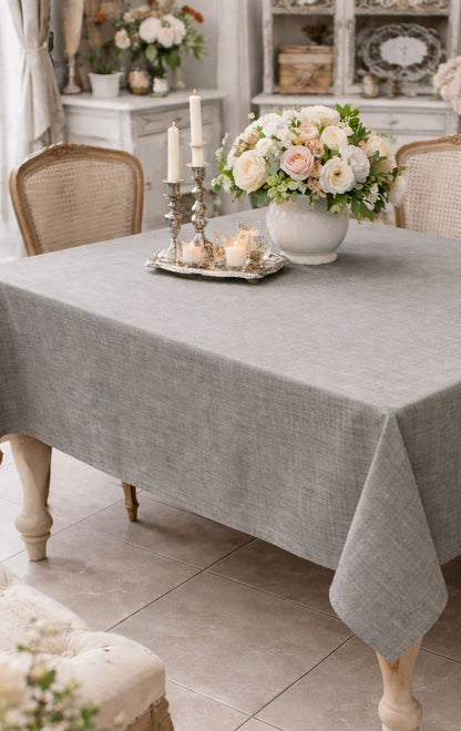 Tovaglia grigia-beige 6 posti 140x180h| Blanc Mariclò