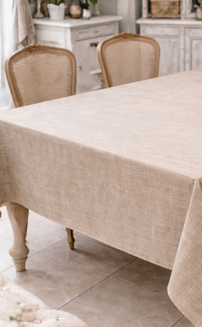 Tovaglia grigia-beige 6 posti 140x180h| Blanc Mariclò