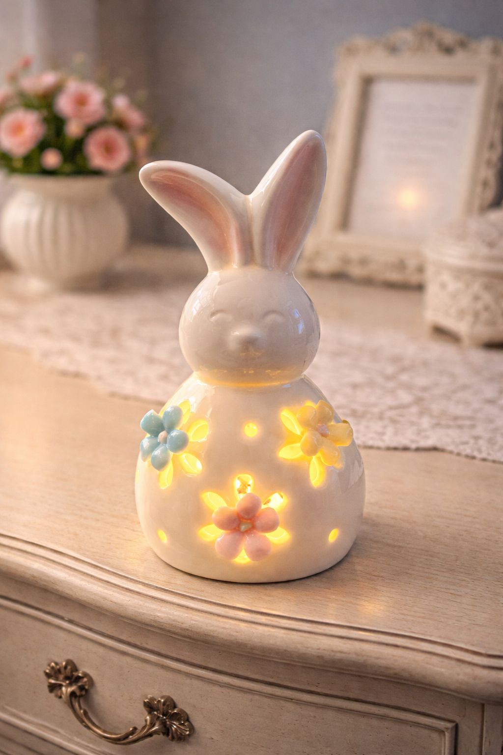 Coniglio led con fiori