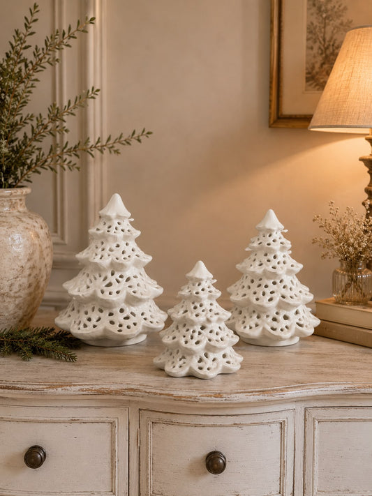 Albero  tealight in ceramica bianca shabby | Arte di Nacchi
