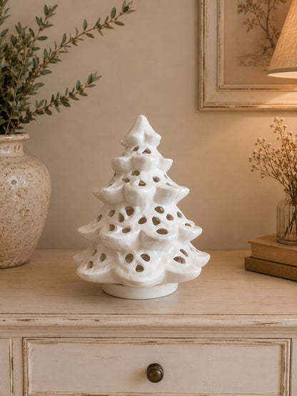 Albero  tealight in ceramica bianca shabby | Arte di Nacchi