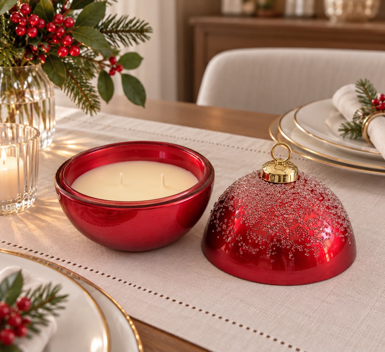 Sfera candela con perline con scatola regalo